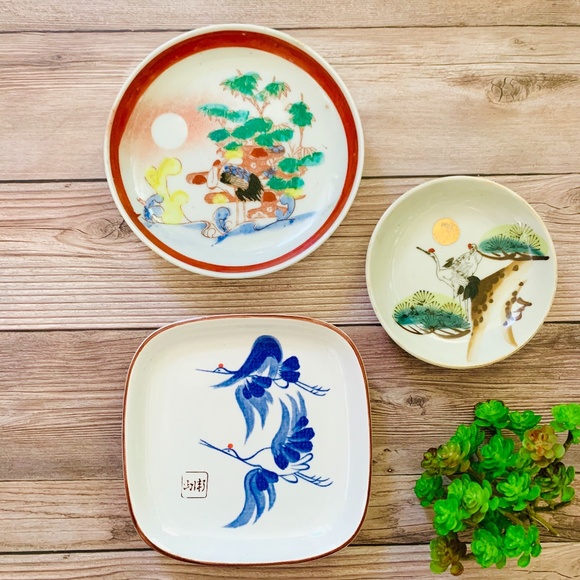 Vintage Other - VTG 3PC Asian Bird Plate Bundle